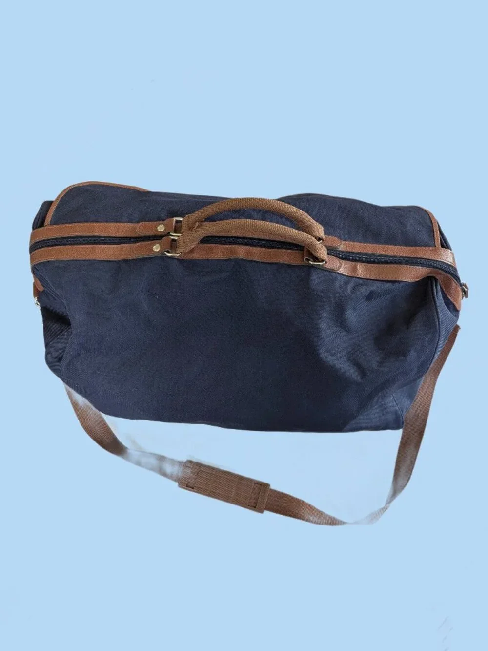 Polo Ralph Lauren Overnighter Duffel Bag - Retro 1990's - Rare Blue/Tan colors
